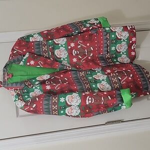 Festive Christmas Jacket with Santa and Gingerbread Print